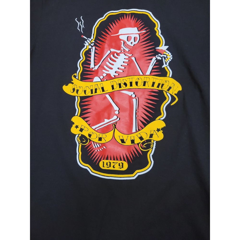 Social Distortion Por Vida 1979 Skeleton Graphic T-Shirt Mens Small Black Punk - Picture 3 of 7